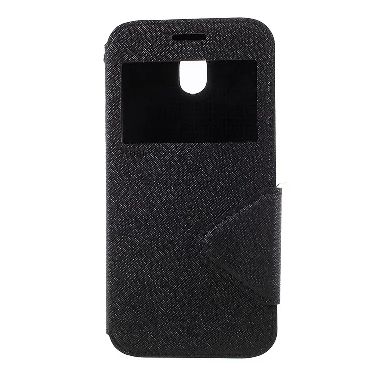 ROAR KOREA View Window Protective Leather Shell for Samsung Galaxy J7 Pro (2017) / J7 (2017) EU Version - Black