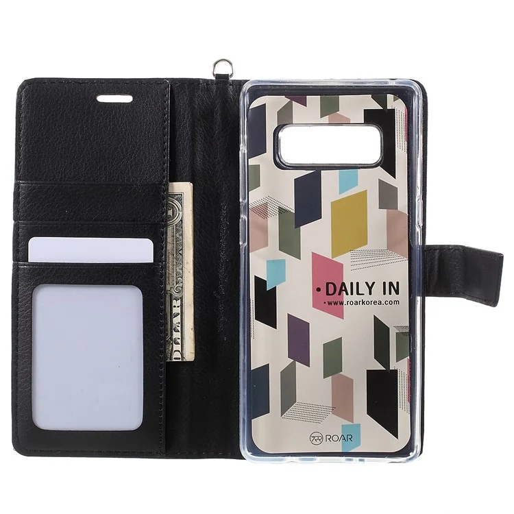 ROAR KOREA Daily In Wallet Stand Leather Case for Samsung Galaxy Note 8 SM-N950 - Black