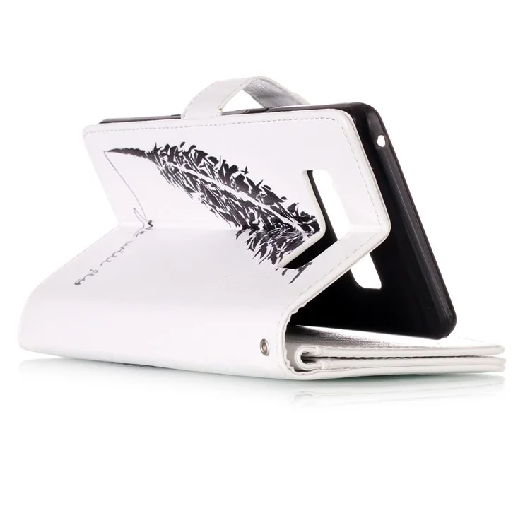 Wallet 9 Card Slots Embossing Leather Mobile Case for Samsung Galaxy Note 8 SM-N950 - Feather and We Will Fly