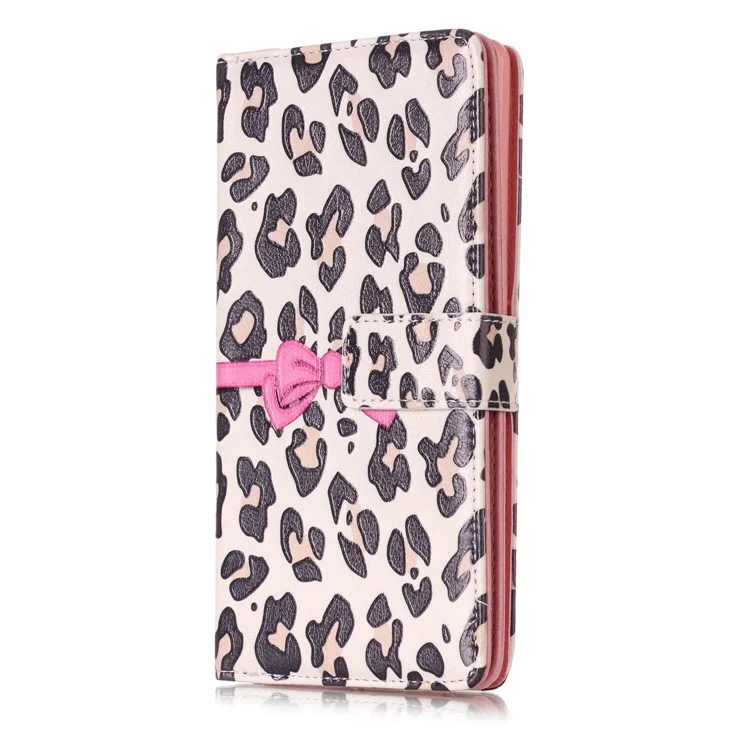9 Card Slots Embossed Leather Wallet Case for Samsung Galaxy Note 8 SM-N950 - Beige Leopard Pattern
