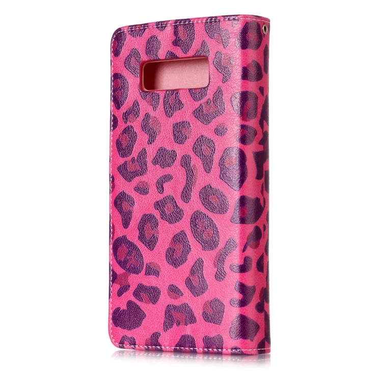 9 Card Slots Wallet Embossed Leather Stand Shell for Samsung Galaxy Note 8 SM-N950 - Rose Leopard Pattern