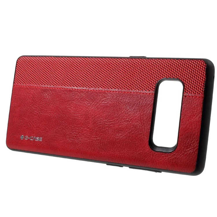G-CASE for Samsung Galaxy Note 8 SM-N950 Cloth Leather Splicing Coated PC Phone Case with TPU Edges - Red
