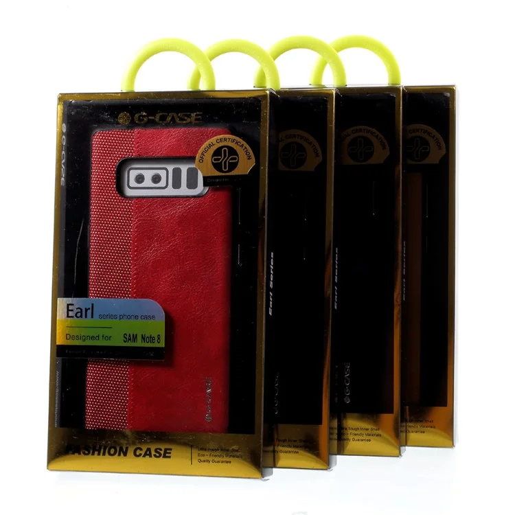 G-CASE for Samsung Galaxy Note 8 SM-N950 Cloth Leather Splicing Coated PC Phone Case with TPU Edges - Red