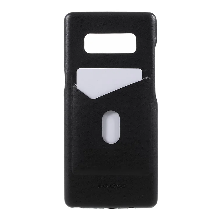 G-CASE Ostrich Texture Leather Coated Hard PC Case with Card Slot for Samsung Galaxy Note 8 - Black