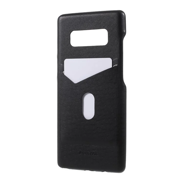 G-CASE Ostrich Texture Leather Coated Hard PC Case with Card Slot for Samsung Galaxy Note 8 - Black