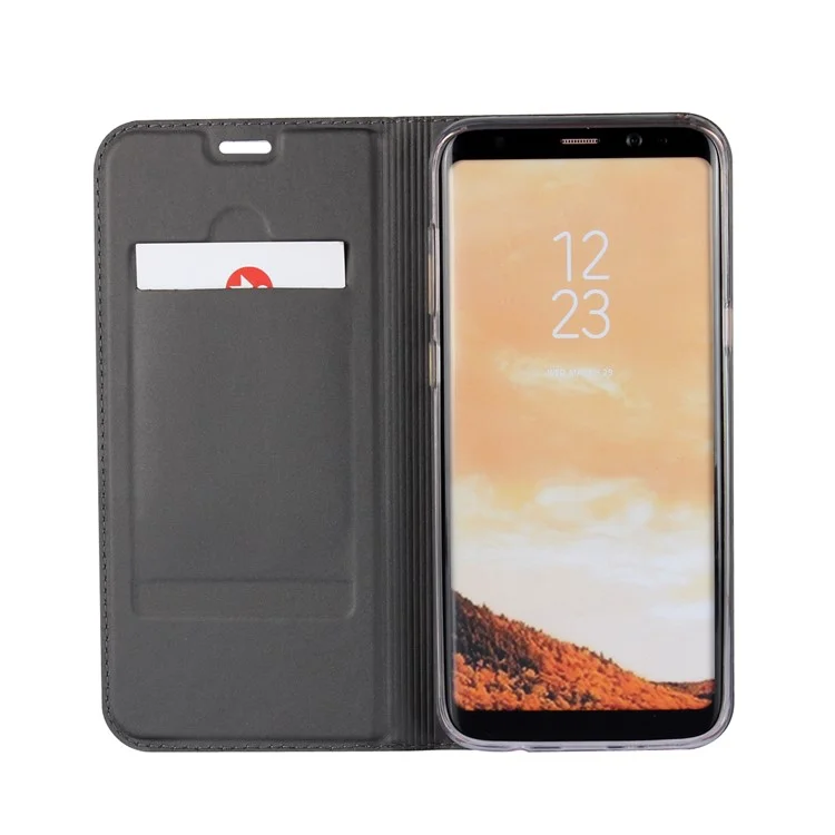 Custodia Per Supporto Per Carta in Pelle Magnetica Per Samsung Galaxy S8 G950 - Nero