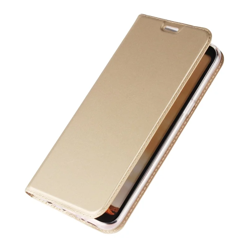 حافظة جلد بحامل بطاقة مغناطيسي وحامل لهاتف Samsung Galaxy S8 Plus G955 - ذهبي