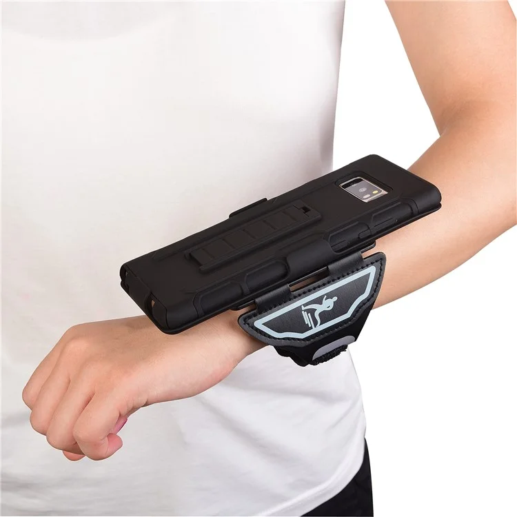 3-in-1 Kickstand Hybrid PC + TPU Case with Armband Wristband for Samsung Galaxy Note 8 SM-N950