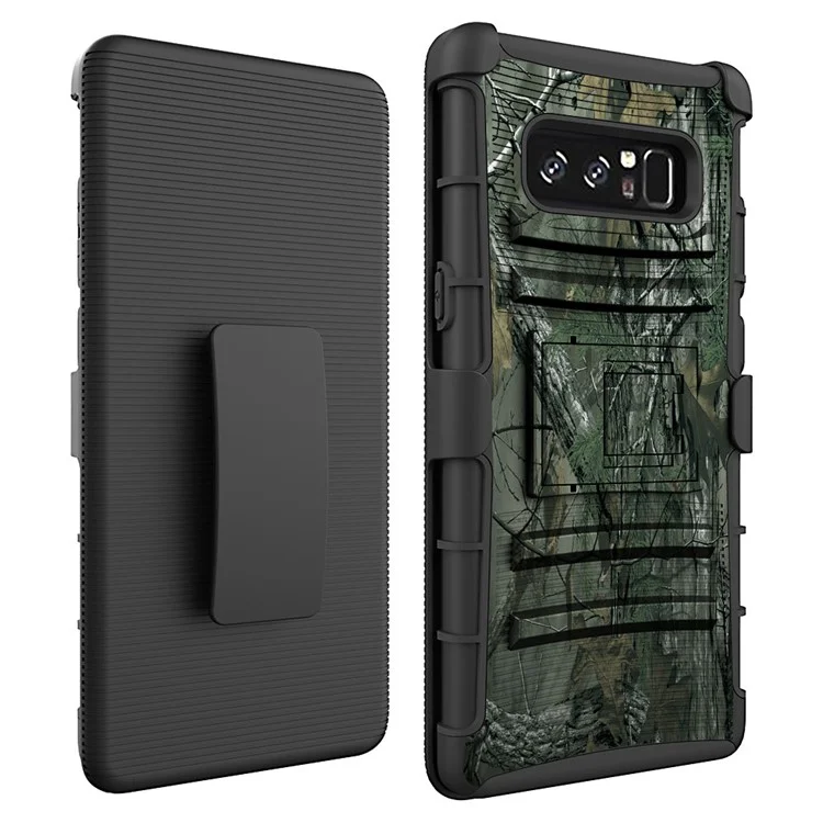 Anti-skid Hybrid PC + Silicone Kickstand Case Belt Clip Holster for Samsung Galaxy Note 8 SM-N950 - Green