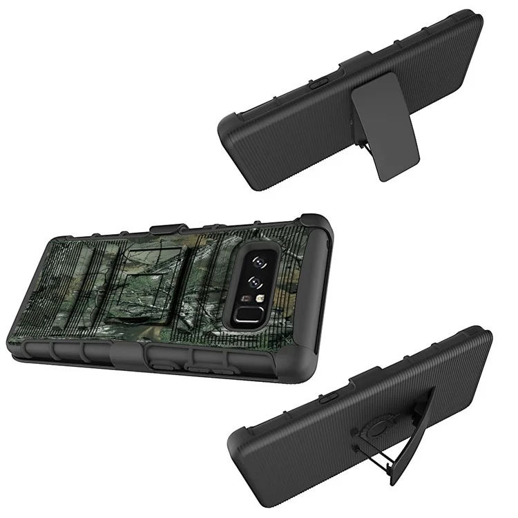 Anti-skid Hybrid PC + Silicone Kickstand Case Belt Clip Holster for Samsung Galaxy Note 8 SM-N950 - Green