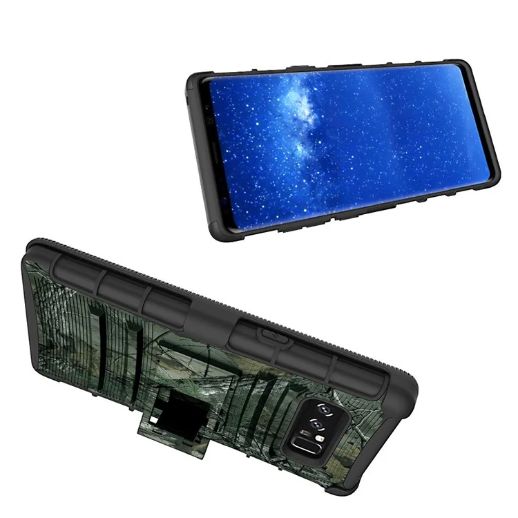 Anti-skid Hybrid PC + Silicone Kickstand Case Belt Clip Holster for Samsung Galaxy Note 8 SM-N950 - Green