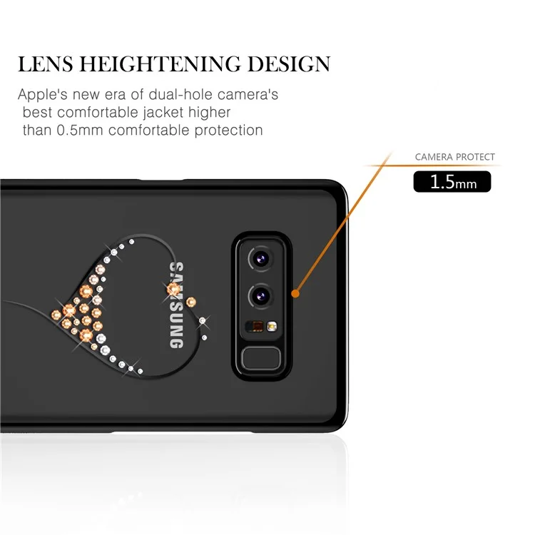 KINGXBAR Star Series Crystal Decor PC Case for Samsung Galaxy Note 8 SM-N950 - Black / The Wish of the Starry Sky