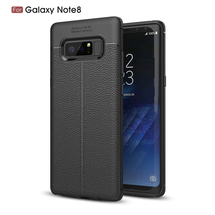 Pour Samsung Galaxy Note 8 N950 Couverture TPU Souple À Grains De Grain De Litchi - Noir