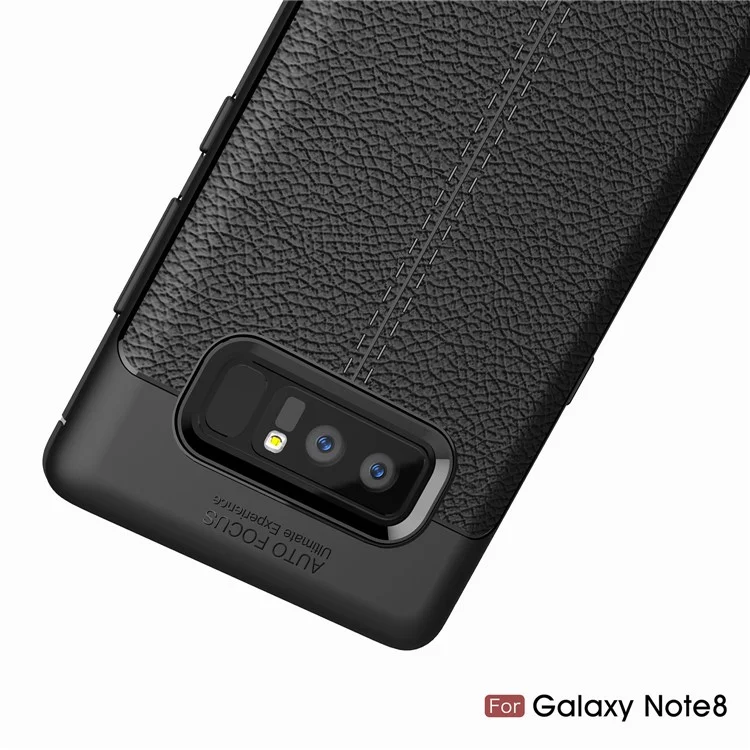 Para Samsung Galaxy Note 8 N950 Litchi Grein Capa TPU Soft - Preto