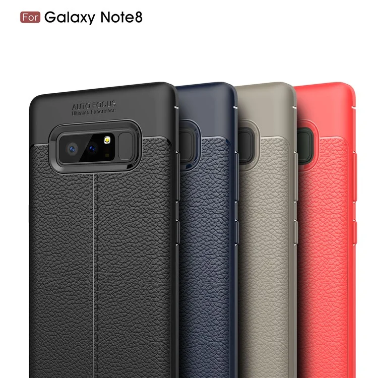 Per Samsung Galaxy Nota 8 N950 Litchi Grain Soft TPU Cover - Nero