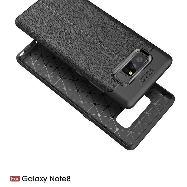 Pour Samsung Galaxy Note 8 N950 Couverture TPU Souple À Grains De Grain De Litchi - Noir