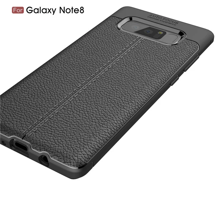 Pour Samsung Galaxy Note 8 N950 Couverture TPU Souple À Grains De Grain De Litchi - Noir