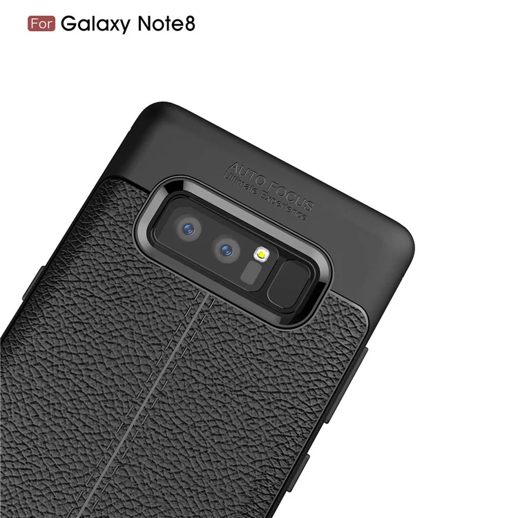 Pour Samsung Galaxy Note 8 N950 Couverture TPU Souple À Grains De Grain De Litchi - Noir