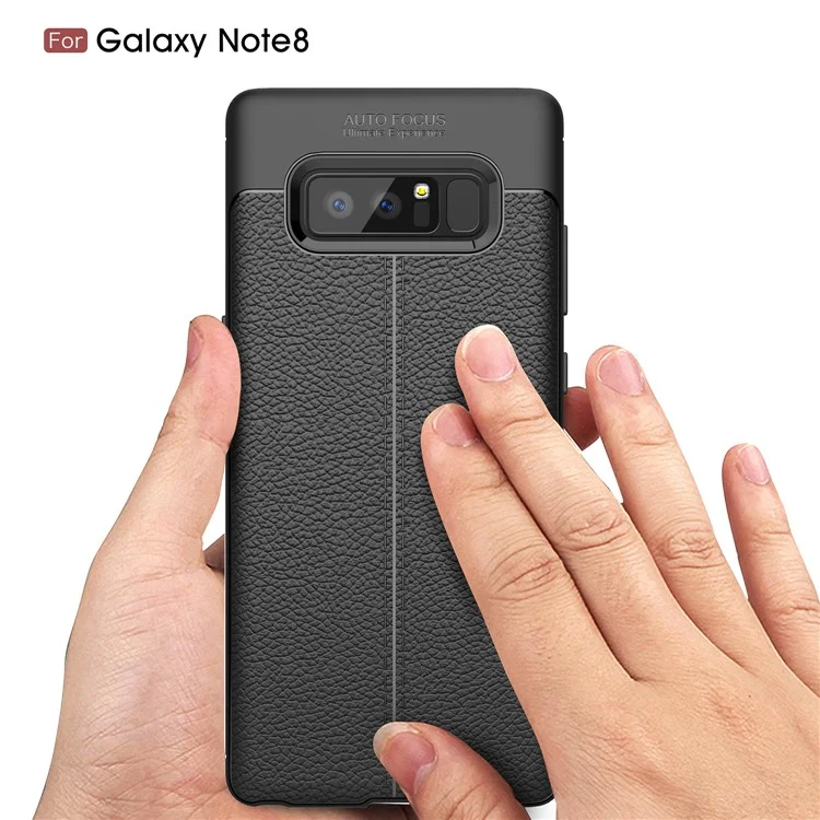 Pour Samsung Galaxy Note 8 N950 Couverture TPU Souple À Grains De Grain De Litchi - Noir