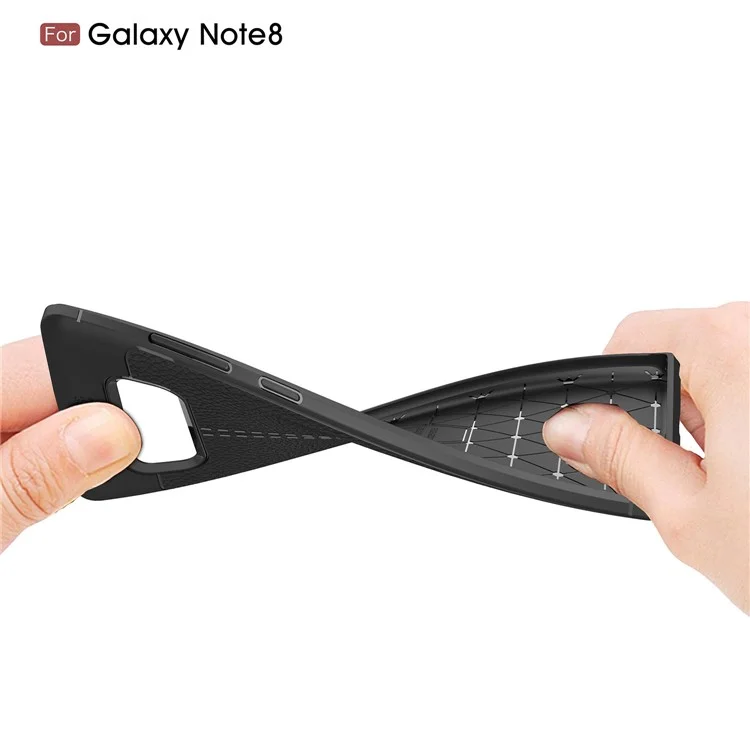Für Samsung Galaxy Note 8 N950 Litchi-Korn Soft TPU Cover - Schwarz