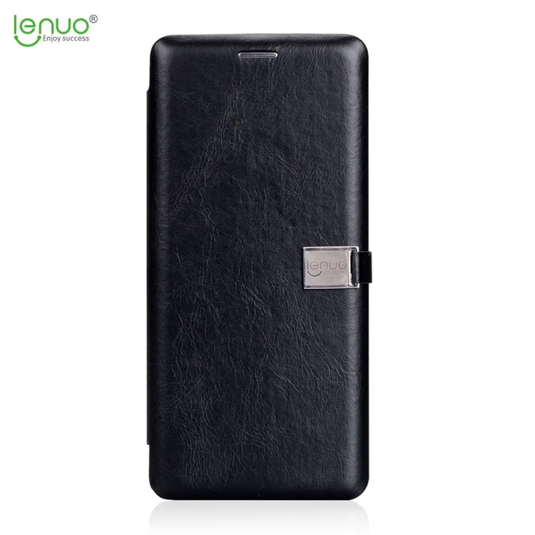 LENUO Crazy Horse PU Leather Card Holder Phone Shell for Samsung Galaxy Note 8 N950 - Black