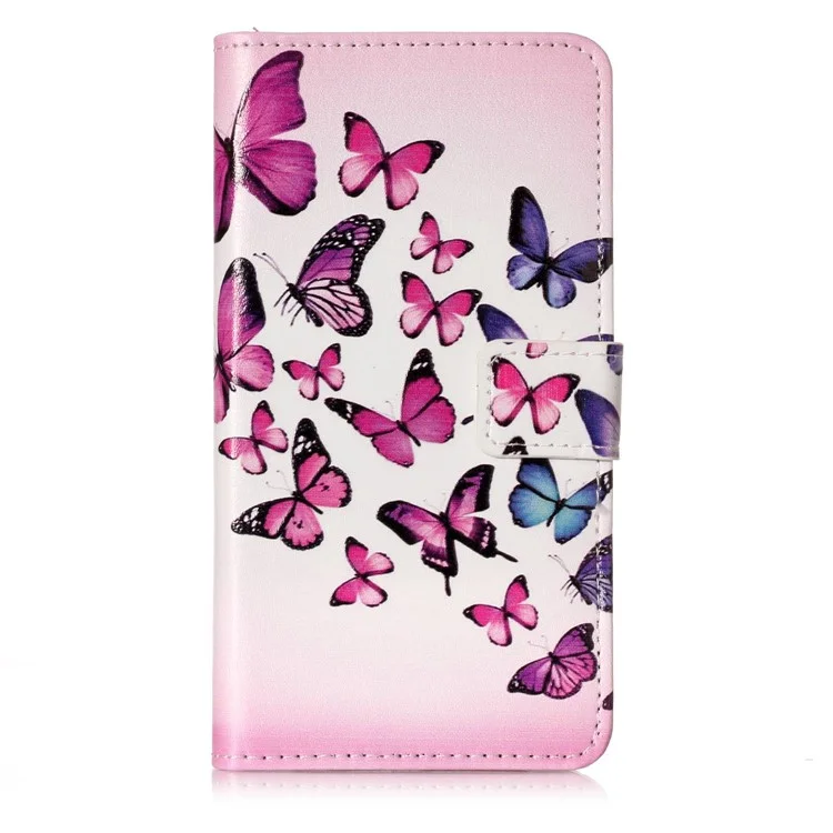 Embossed Pattern Wallet Leather Folio Cover for Samsung Galaxy J3 (2017) EU Version / J3 Pro (2017) - Colorful Butterflies