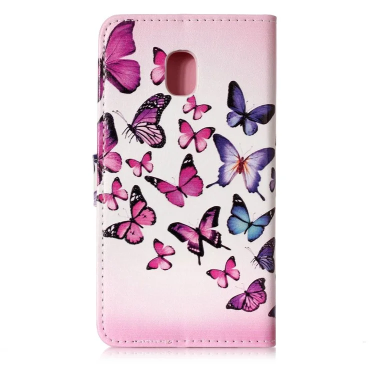 Embossed Pattern Wallet Leather Folio Cover for Samsung Galaxy J3 (2017) EU Version / J3 Pro (2017) - Colorful Butterflies