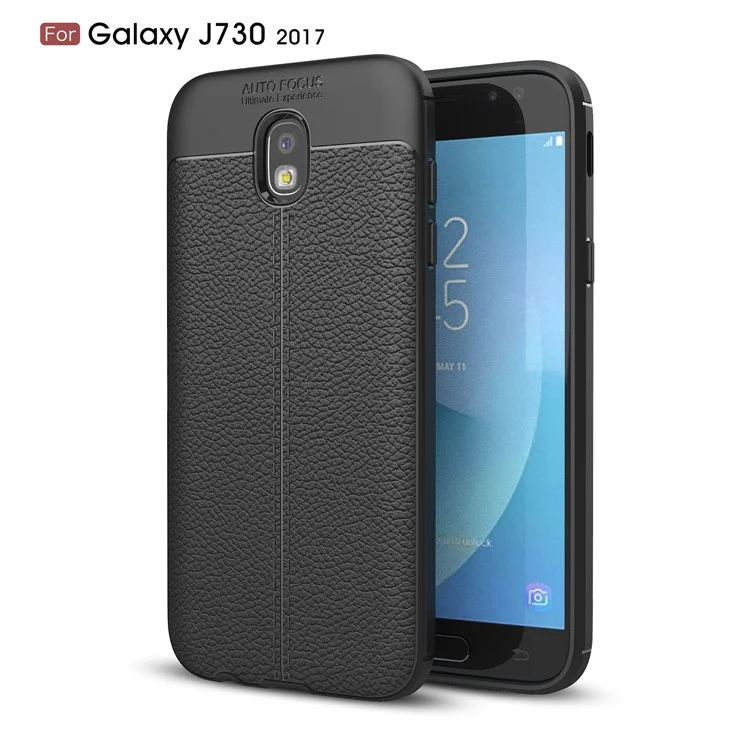 Litchi Texture PU Leather Coated TPU Cover for Samsung Galaxy J7 (2017) EU Version / J7 Pro (2017) - Black