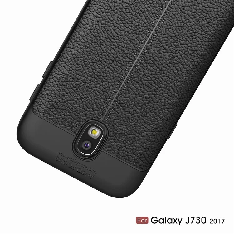 Litchi Texture PU Leather Coated TPU Cover for Samsung Galaxy J7 (2017) EU Version / J7 Pro (2017) - Black