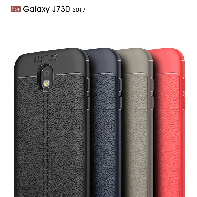 Litchi Texture PU Leather Coated TPU Cover for Samsung Galaxy J7 (2017) EU Version / J7 Pro (2017) - Black