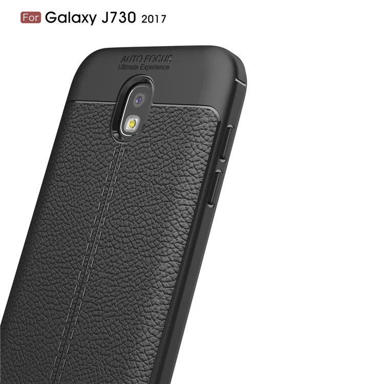 Litchi Texture PU Leather Coated TPU Cover for Samsung Galaxy J7 (2017) EU Version / J7 Pro (2017) - Black