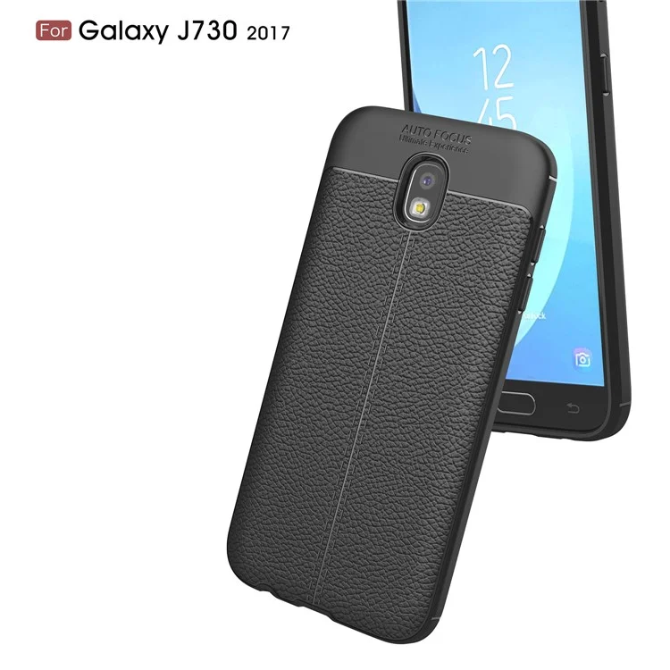 Litchi Texture PU Leather Coated TPU Cover for Samsung Galaxy J7 (2017) EU Version / J7 Pro (2017) - Black