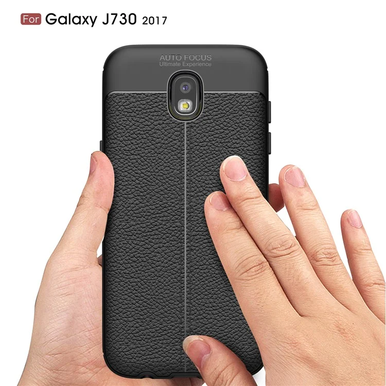 Litchi Texture PU Leather Coated TPU Cover for Samsung Galaxy J7 (2017) EU Version / J7 Pro (2017) - Black