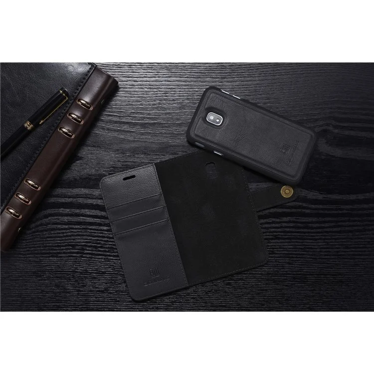 DG.MING Movable 2-in-1 Inner Case + Split Leather Wallet Shell for Samsung Galaxy J5 (2017) EU Version / J5 Pro (2017) - Black