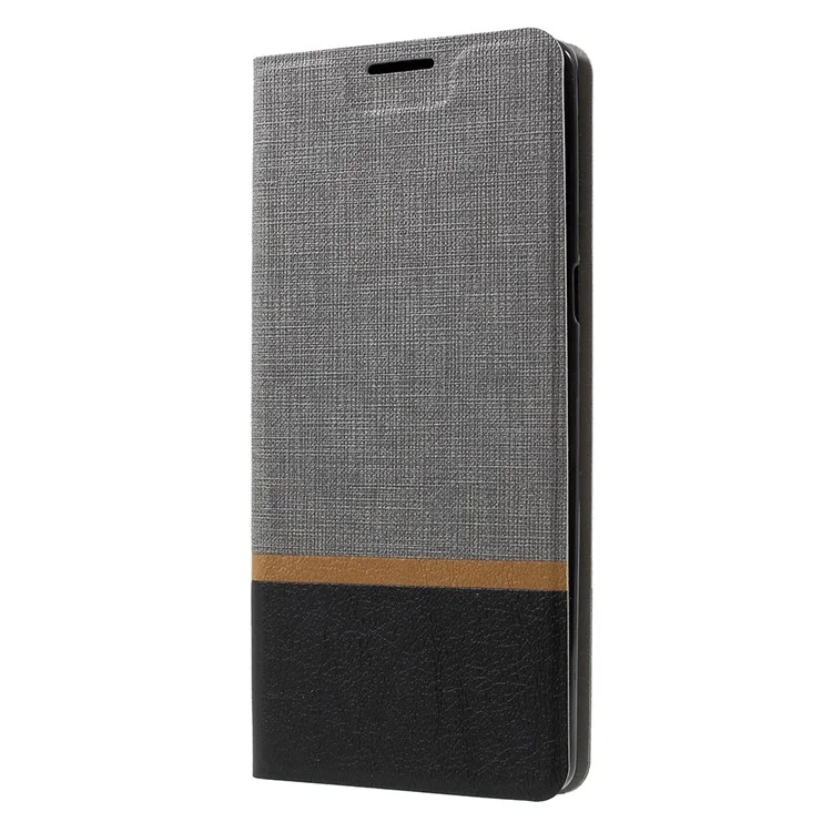 Bi-color Cross Texture Leather Card Holder Flip Stand Phone Shell for Samsung Galaxy Note 8 SM-N950 Built-in Steel Sheet - Grey