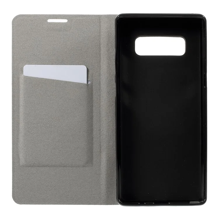 Bi-color Cross Texture Leather Card Holder Flip Stand Phone Shell for Samsung Galaxy Note 8 SM-N950 Built-in Steel Sheet - Grey