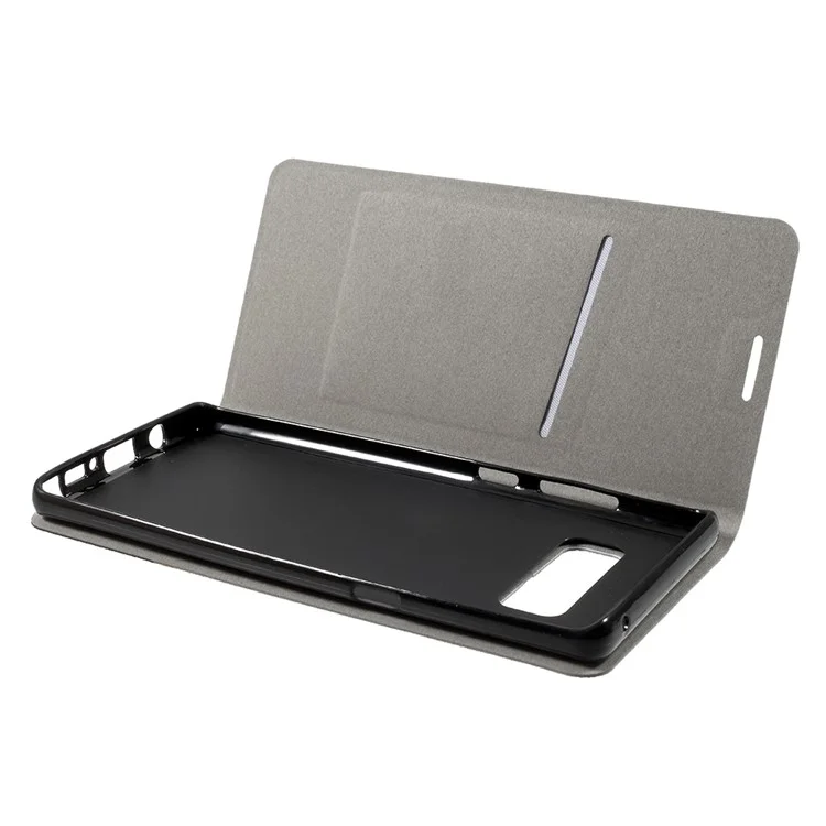 Bi-color Cross Texture Leather Card Holder Flip Stand Phone Shell for Samsung Galaxy Note 8 SM-N950 Built-in Steel Sheet - Grey