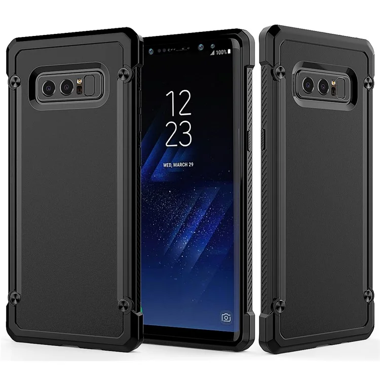 Beetle Combo PC + TPU Shock Resistant Phone Case for Samsung Galaxy Note 8 SM-N950 - Black Edge / Black Back