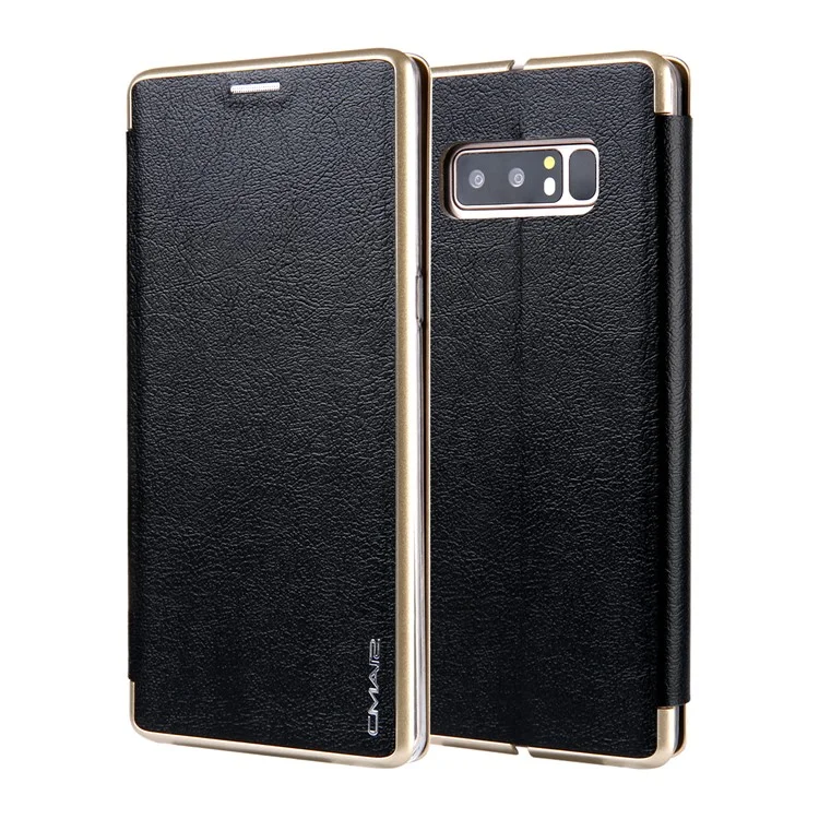 CMAI2 Sea Shell Style Card Slot Leather Flip Phone Case with Stand for Samsung Galaxy Note 8 N950 - Black