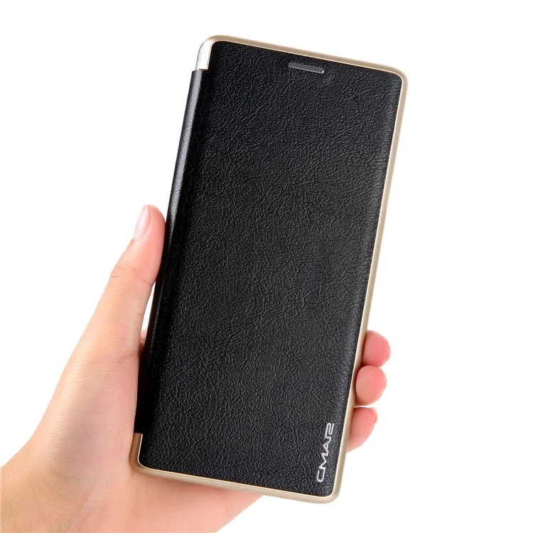 CMAI2 Sea Shell Style Card Slot Leather Flip Phone Case with Stand for Samsung Galaxy Note 8 N950 - Black