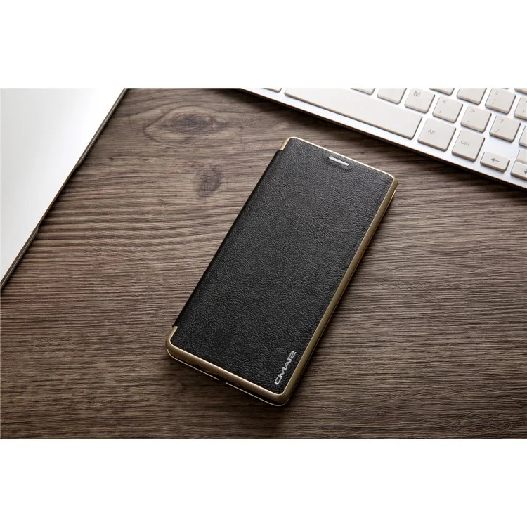 CMAI2 Sea Shell Style Card Slot Leather Flip Phone Case with Stand for Samsung Galaxy Note 8 N950 - Black