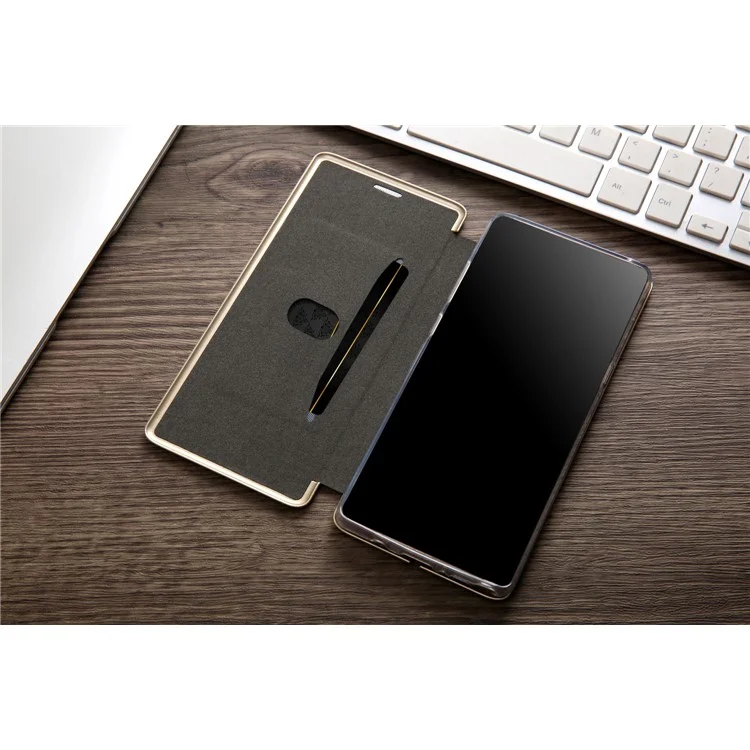 CMAI2 Sea Shell Style Card Slot Leather Flip Phone Case with Stand for Samsung Galaxy Note 8 N950 - Black