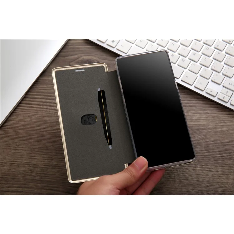 CMAI2 Sea Shell Style Card Slot Leather Flip Phone Case with Stand for Samsung Galaxy Note 8 N950 - Black