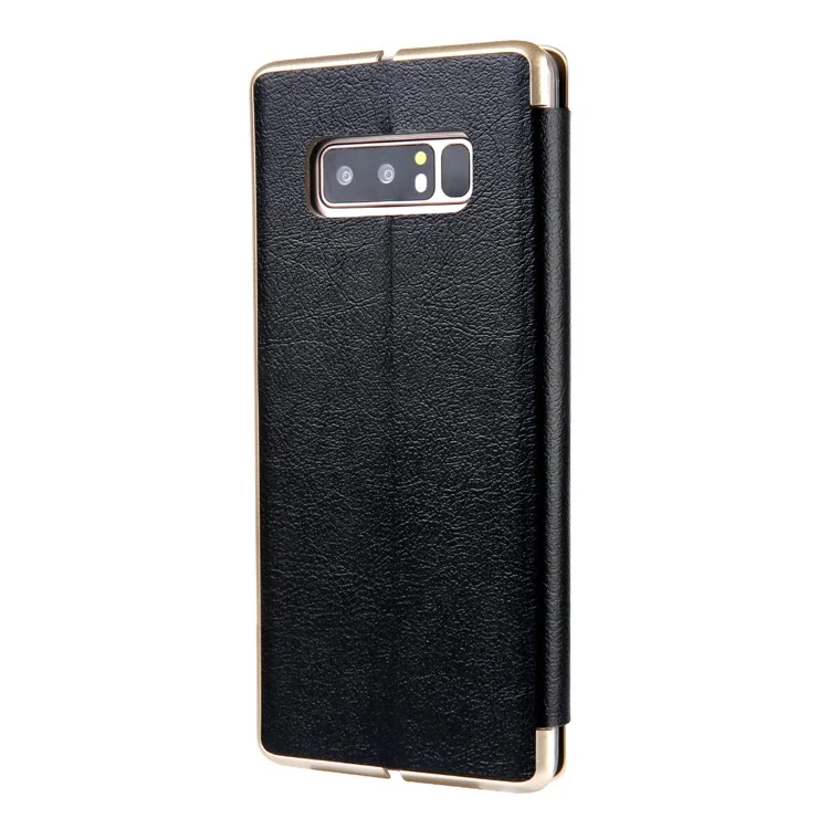 CMAI2 Sea Shell Style Card Slot Leather Flip Phone Case with Stand for Samsung Galaxy Note 8 N950 - Black