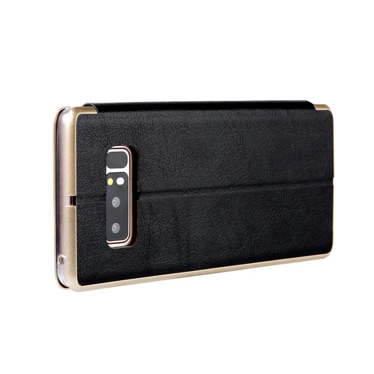 CMAI2 Sea Shell Style Card Slot Leather Flip Phone Case with Stand for Samsung Galaxy Note 8 N950 - Black