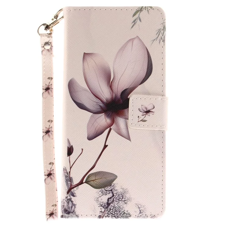 Printing Pattern Magnetic Stand Leather Wallet Cell Phone Case with Strap for Samsung Galaxy Note 8 SM-N950 - Flower