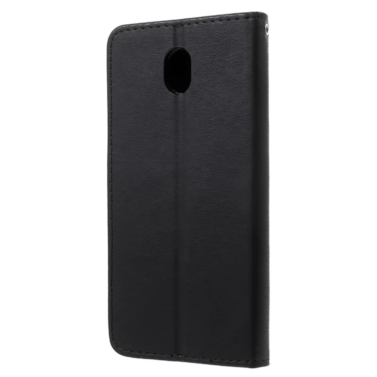 Cross Texture Leather Wallet Case for Samsung Galaxy J7 Pro (2017) / J7 (2017) EU Version - Black