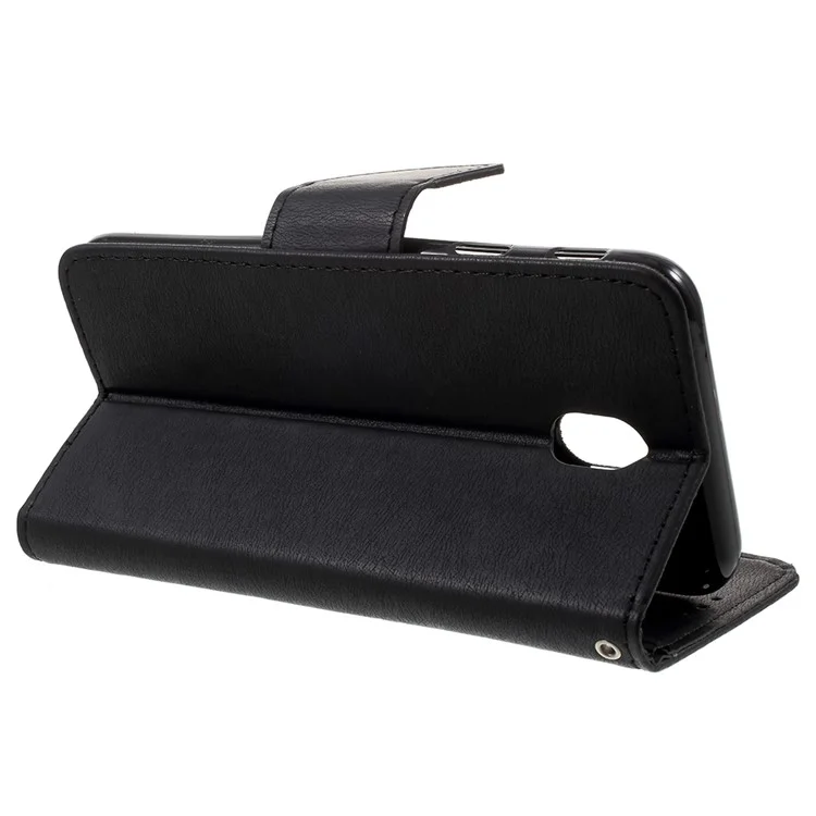 Cross Texture Leather Wallet Case for Samsung Galaxy J7 Pro (2017) / J7 (2017) EU Version - Black