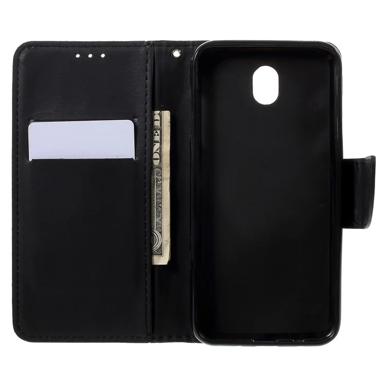 Cross Texture Leather Wallet Case for Samsung Galaxy J7 Pro (2017) / J7 (2017) EU Version - Black