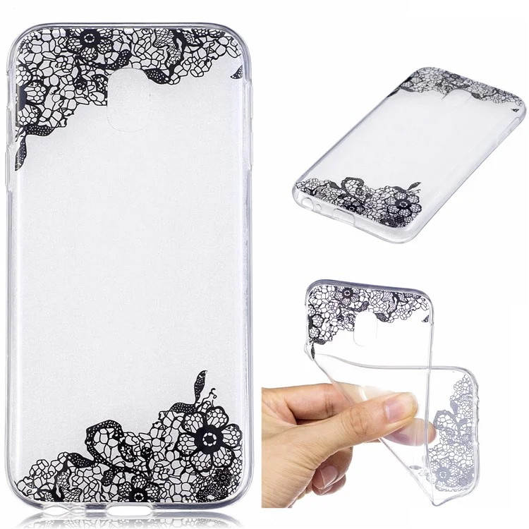 Pattern Printing TPU Back Case for Samsung Galaxy J7 (2017) EU Version / J7 Pro (2017) - Lace Flower Pattern